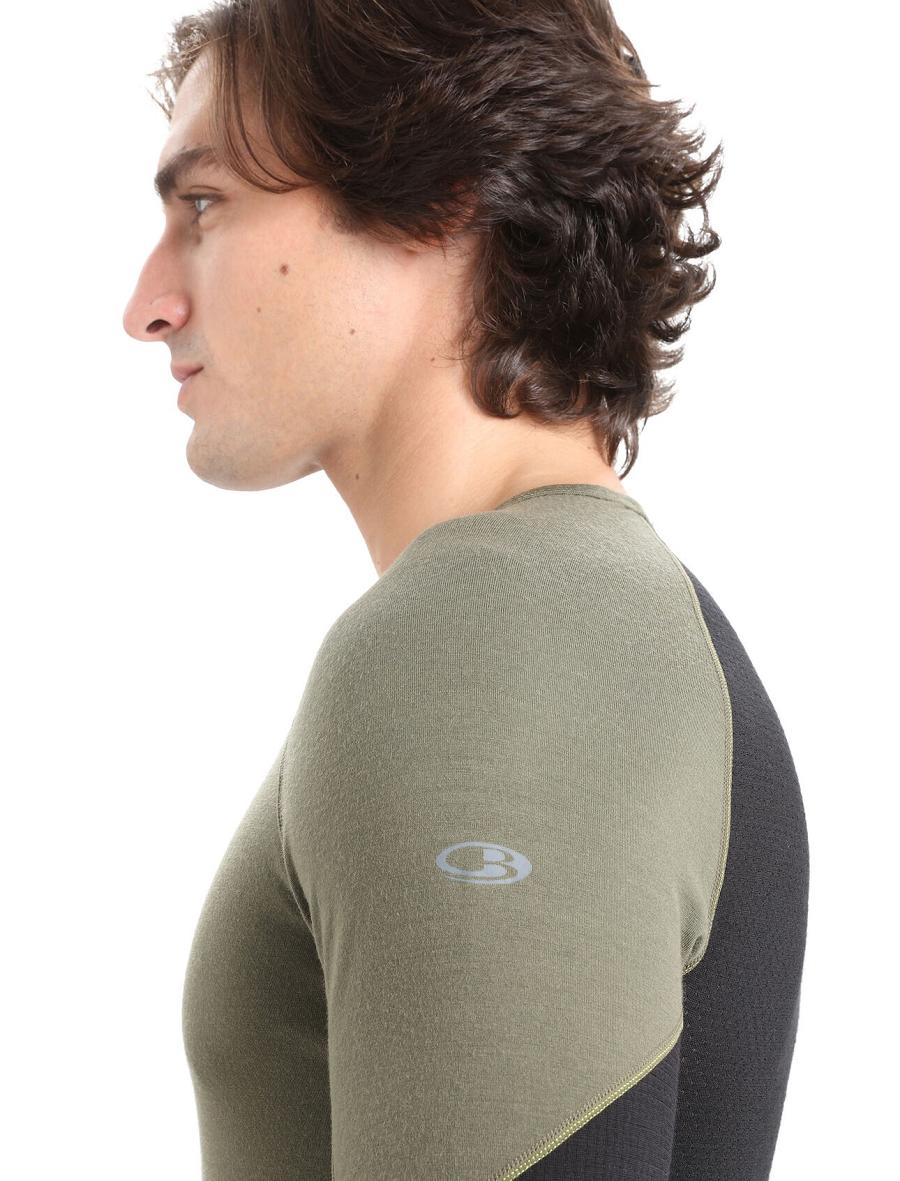 Loden / Black Icebreaker BodyfitZone™ Merino 260 Zone Long Sleeve Crewe Thermal Top Men's Base Layers | AU 1380FDNM